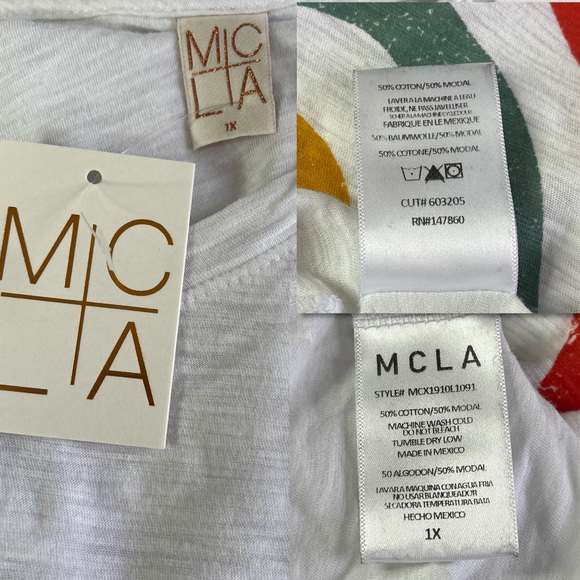 🌵White Burnout Graphic Tee By MCLA NWT 1X & 2X - Picture 7 of 11